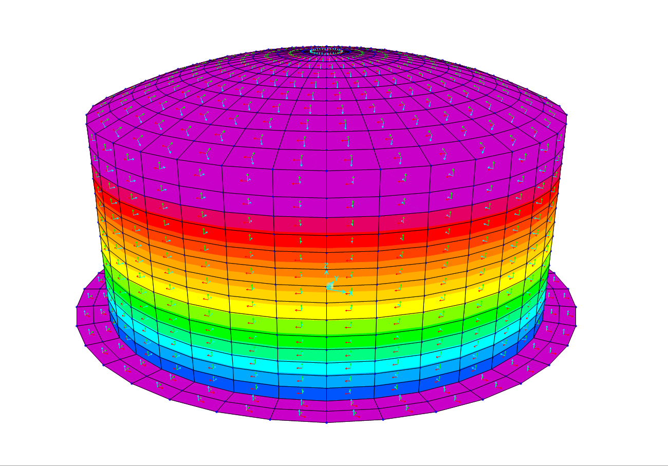 Visualización 3D de un reservorio en SAP2000