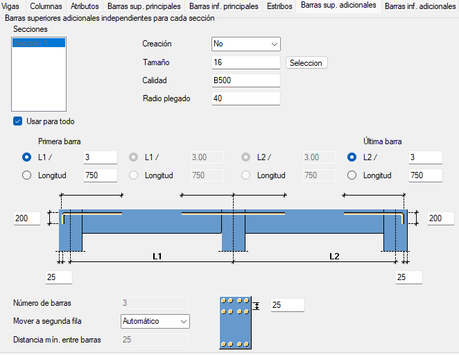 Creación de barras de refuerzo por aplicaciones