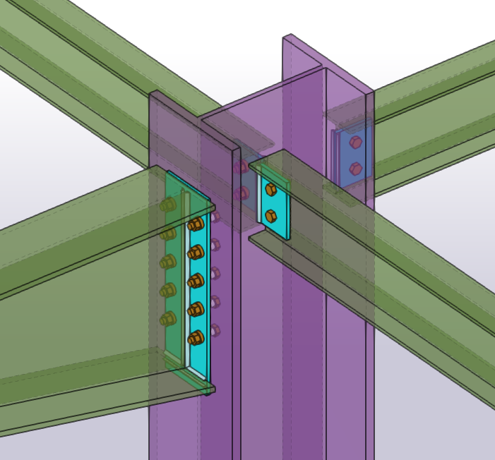 Modelo 3D de una estructura metálica en Tekla Structures